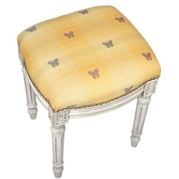 123 Creations 123 Creations C695WFS Butterfly-Yellow Fabric Upholstered Stool C695WFS - main